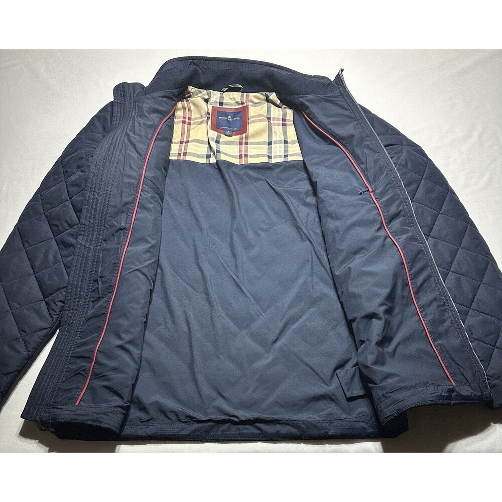 Brooks Brothers Navy Blue Diamond Quilted Jacket Mens Size Small **MJ LOGO** - Picture 5 of 11